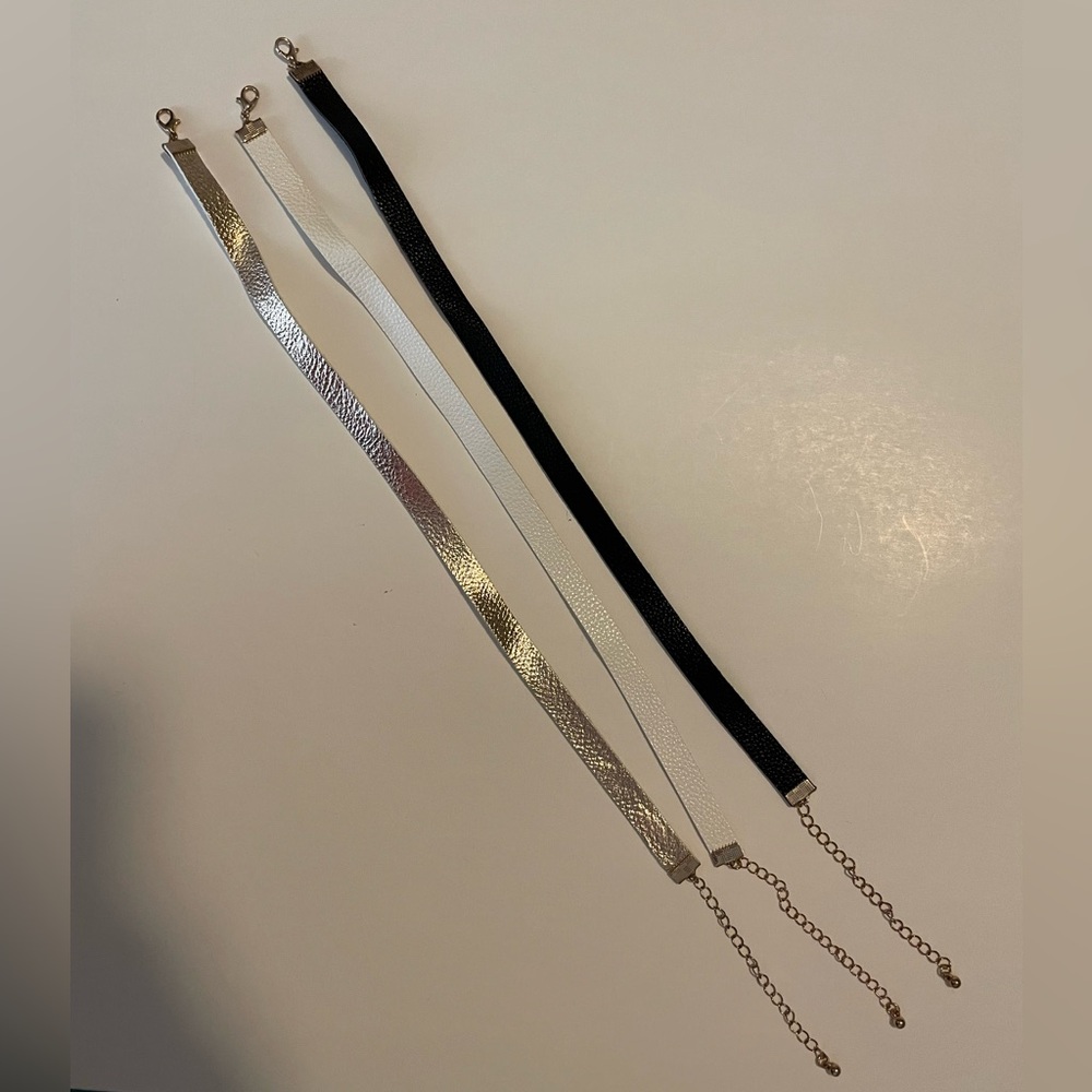 Set of 3 chokers - faux leather